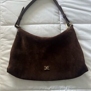Sam Edelman Dark Brown Suede Shoulder Bag